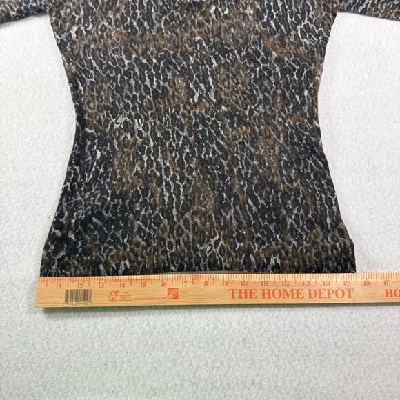 Tweeds 100% 2 Ply Cashmere Leopard Animal Print LS Size Small V Neck Sweater Top - Picture 5 of 9